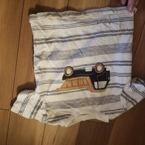 Striped Kids Short Sleeve Tee with Car Design